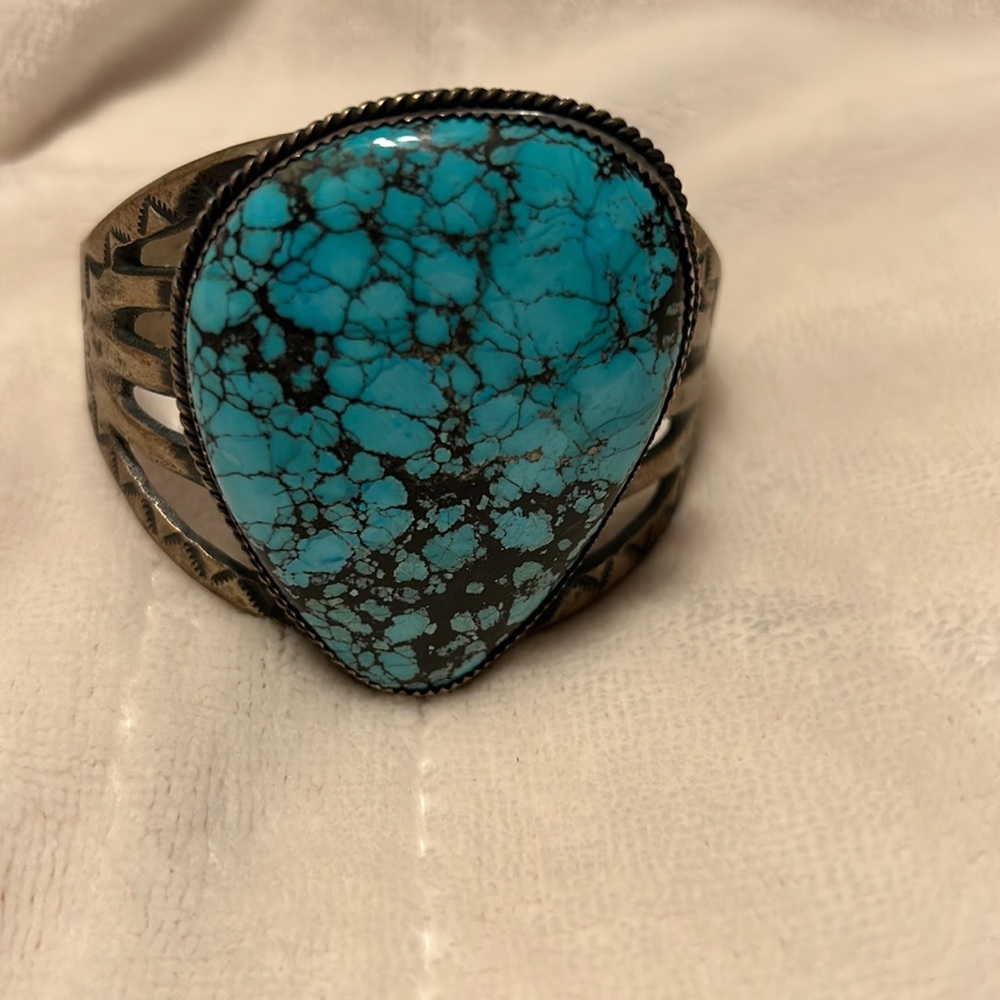 Genuine Vintage Turquoise Cuff, Navajo, Sterling